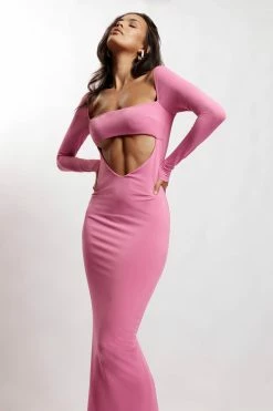 AMC DRESSES Ashleigh Cut Out Bandeau Maxi Dress - Pink