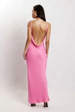 JLW DRESSES Jade Cowl Neck Backless Maxi Dress - Pink