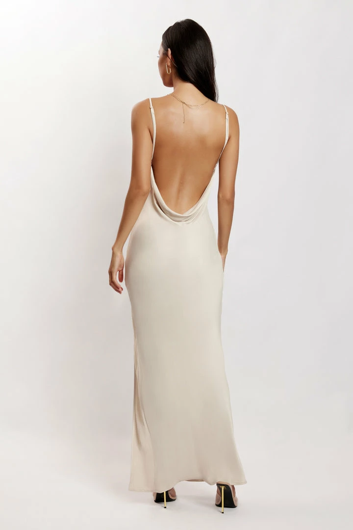 JLW Jade Cowl Neck Backless Maxi Dress - Bone 2 JLW Jade Cowl Neck Backless Maxi Dress - Bone
