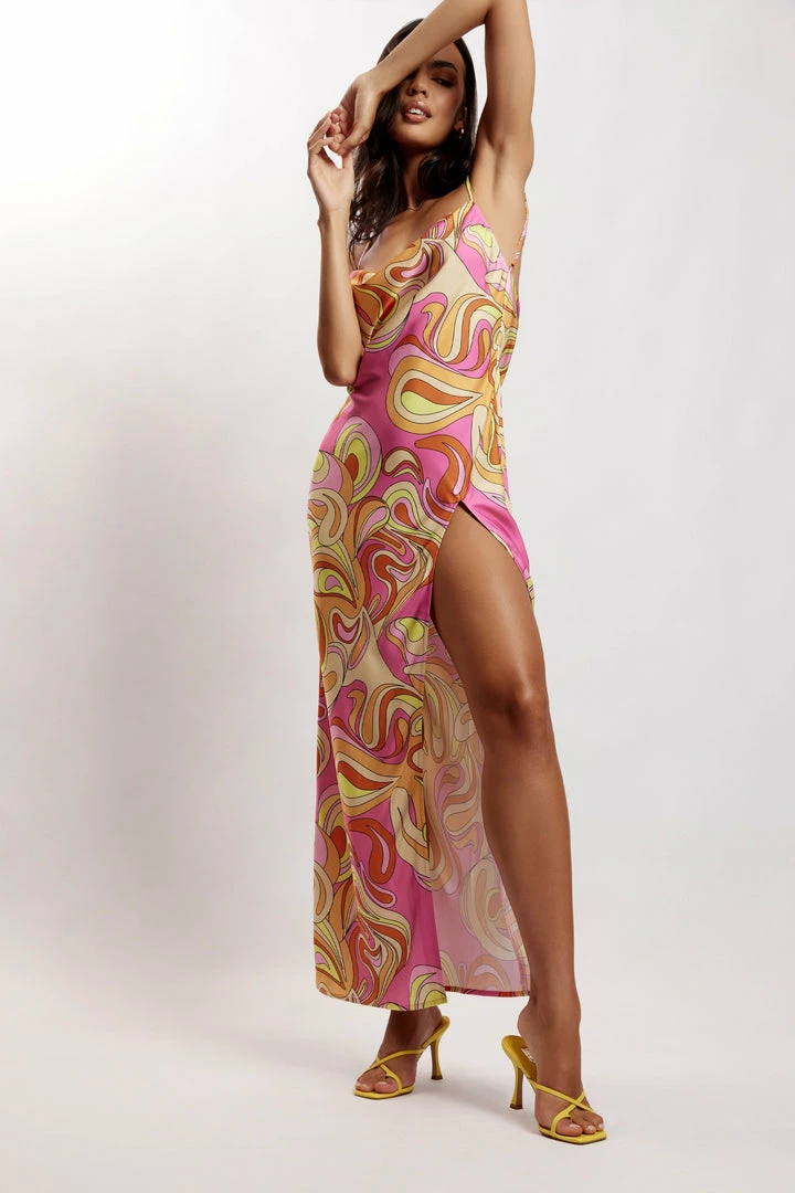 JLW Jade Cowl Neck Backless Maxi Dress - Psychedelic Print 8 JLW Jade Cowl Neck Backless Maxi Dress - Psychedelic Print