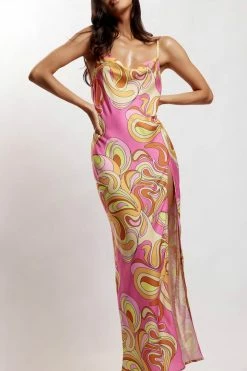 JLW Jade Cowl Neck Backless Maxi Dress - Psychedelic Print 12 JLW Jade Cowl Neck Backless Maxi Dress - Psychedelic Print