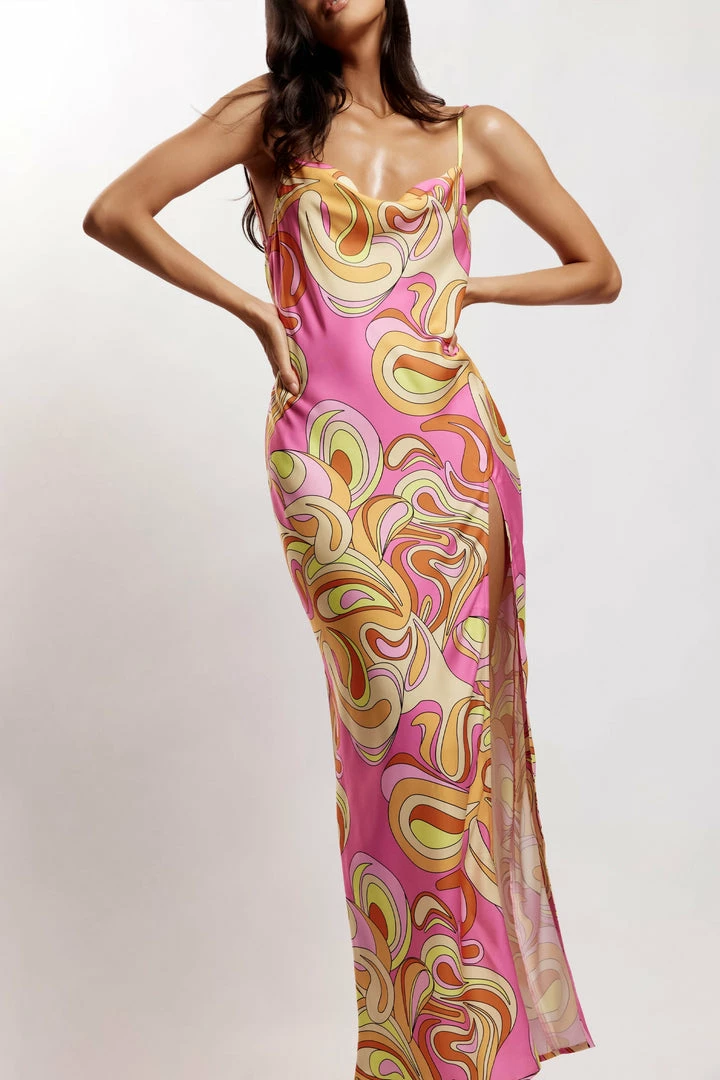 JLW Jade Cowl Neck Backless Maxi Dress - Psychedelic Print 4 JLW Jade Cowl Neck Backless Maxi Dress - Psychedelic Print