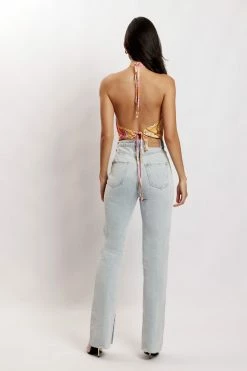 JLW Amy Satin Cowl Neck Top - Psychedelic Print Two Piece Sets