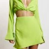 WNT Annalise Satin A Line Mini Skirt - Lime Green
