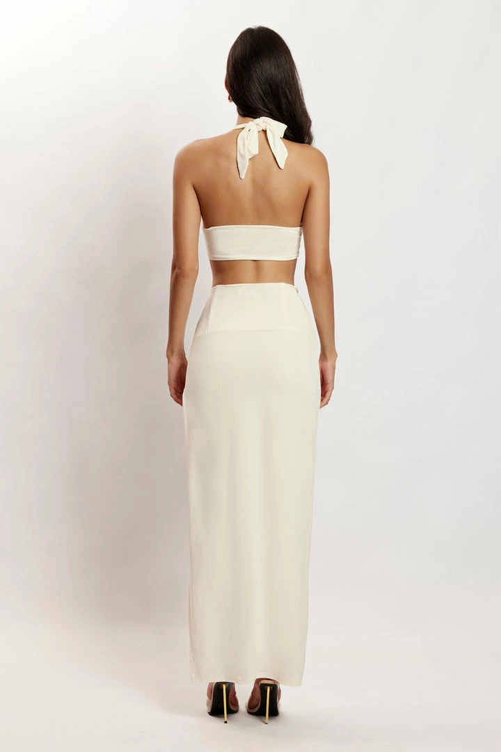 AMC Nicole Halter Crop Top - Bone 3 AMC Nicole Halter Crop Top - Bone