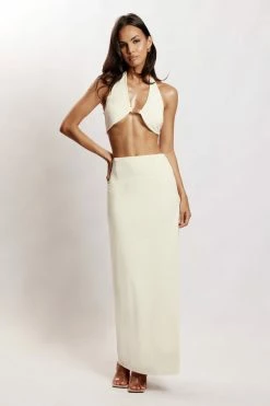 AMC Nicole Hook And Eye Maxi Skirt - Bone 19 AMC Nicole Hook And Eye Maxi Skirt - Bone