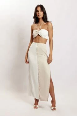JLW Two Piece Sets Frankie Two Tone Satin Maxi Skirt - Multi Bone
