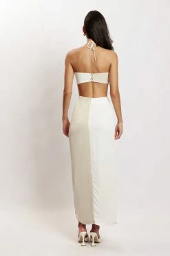 JLW Two Piece Sets Frankie Two Tone Satin Maxi Skirt - Multi Bone