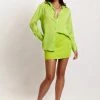 JLW Liliana Satin Shirt - Lime Green All Tops