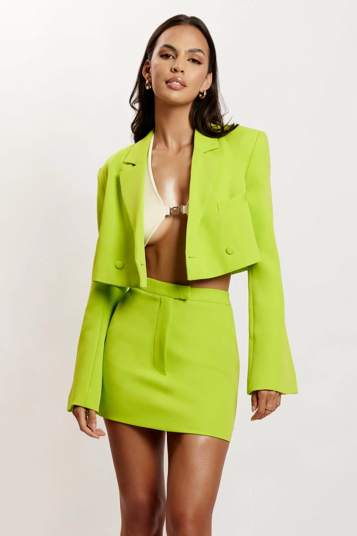 WNT Josie Crepe Mini Skirt - Lime Green 1 WNT Josie Crepe Mini Skirt - Lime Green