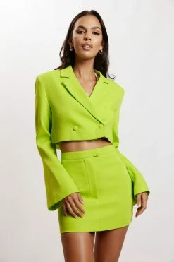 WNT Josie Crepe Mini Skirt - Lime Green 14 WNT Josie Crepe Mini Skirt - Lime Green