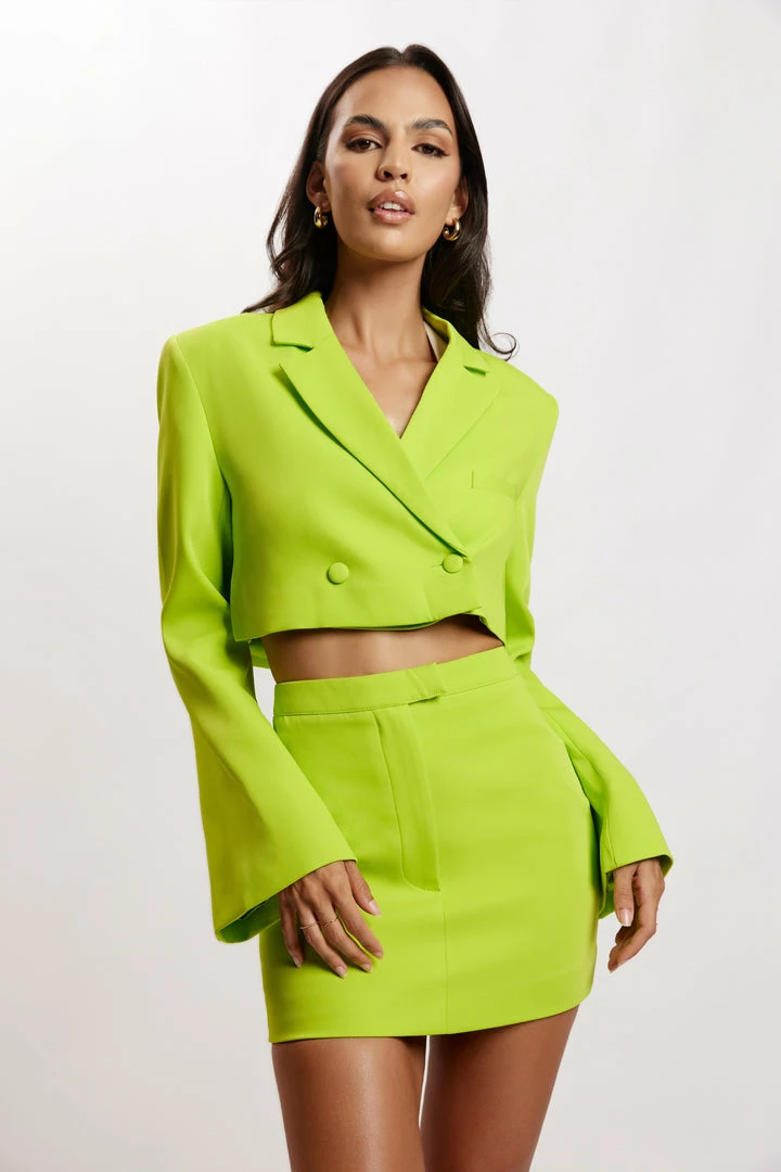 WNT Josie Crepe Mini Skirt - Lime Green 7 WNT Josie Crepe Mini Skirt - Lime Green
