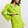 WNT Two Piece Sets Luella Flared Cropped Blazer - Lime Green