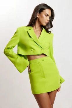 WNT Two Piece Sets Luella Flared Cropped Blazer - Lime Green
