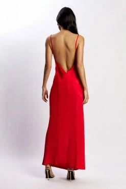 JLW Baily Satin Maxi Dress - Red DRESSES