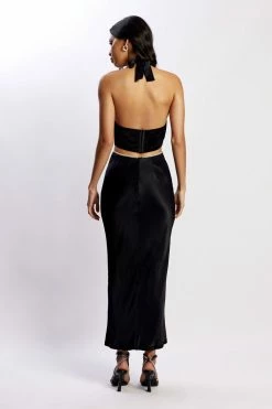 JLW Lila Diamante Rope Midi Dress - Black