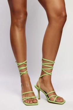 LFS Milly Faux Leather Wrap Around Heels - Lime Green 15 LFS Milly Faux Leather Wrap Around Heels - Lime Green