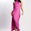JLW DRESSES Claire Satin Drape Back Maxi Dress - Purple