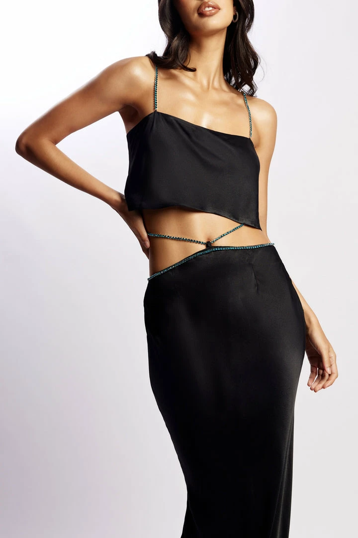 JLW Dayana Straight Cut Crop Top - Black Two Piece Sets 6 JLW Dayana Straight Cut Crop Top - Black Two Piece Sets