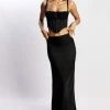 WNT Missy Maxi Satin Skirt - Black All Bottoms