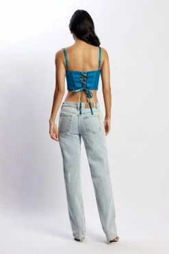 QNG Kristy Shirring Bust Corset Top - Marine Blue All Tops