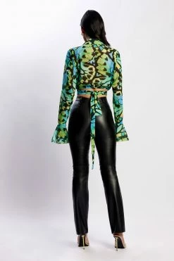 BSD Two Piece Sets Annaliese Wrap Over Blouse - Butterfly Print