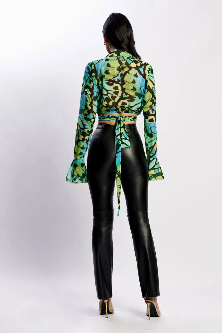 BSD Two Piece Sets Annaliese Wrap Over Blouse - Butterfly Print 2 BSD Two Piece Sets Annaliese Wrap Over Blouse - Butterfly Print