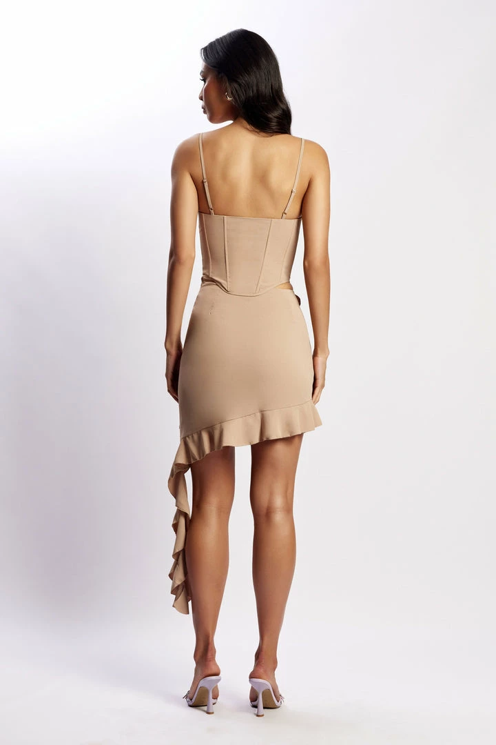 BSD Janice Asymmetric Skirt With Ruffles - Taupe Two Piece Sets 2 BSD Janice Asymmetric Skirt With Ruffles - Taupe Two Piece Sets