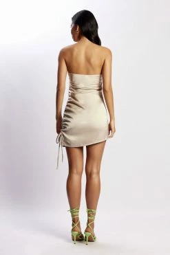 QNG Katia Strapless Ruched Side Mini Dress - Champagne