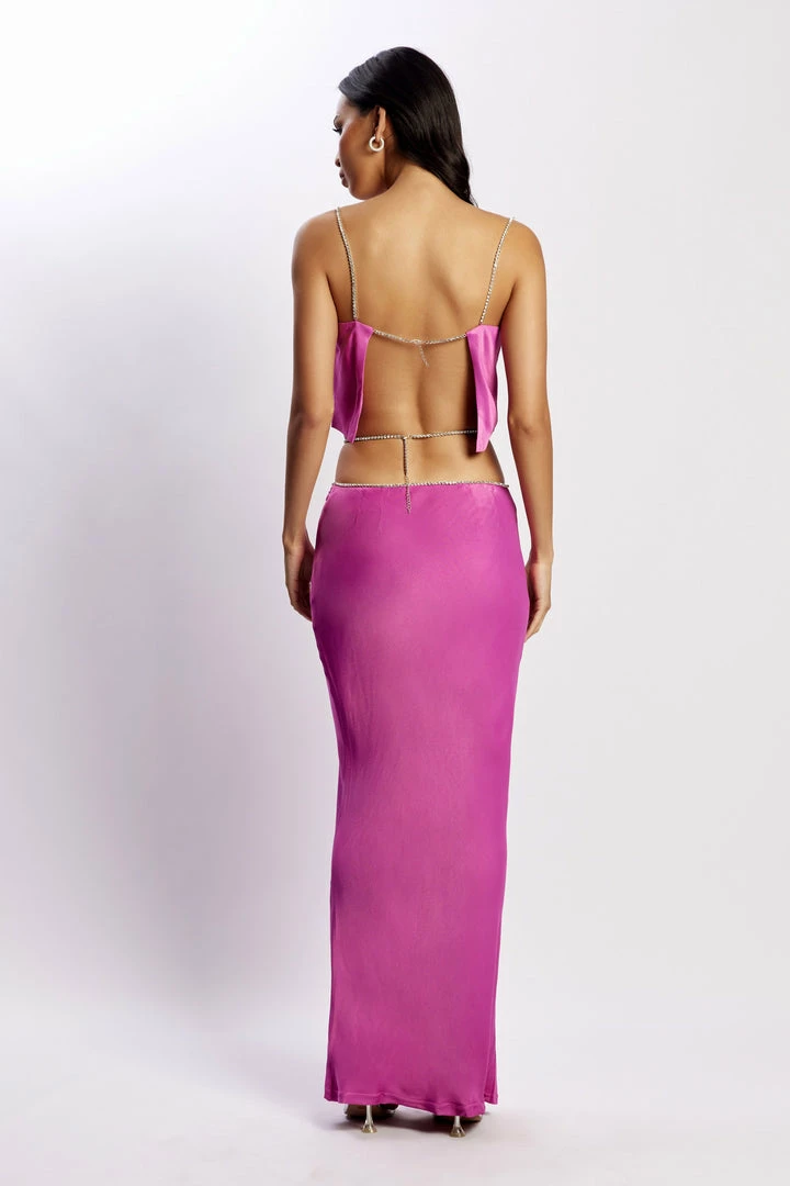 JLW Two Piece Sets Dayana Diamante Maxi Skirt - Purple 2 JLW Two Piece Sets Dayana Diamante Maxi Skirt - Purple