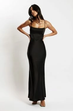 QNG Desirie Corset Maxi Dress - Black
