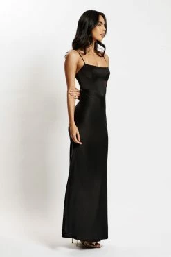 QNG Desirie Corset Maxi Dress - Black
