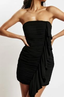 WNT DRESSES Suzanna Ruched Mini Dress - Black