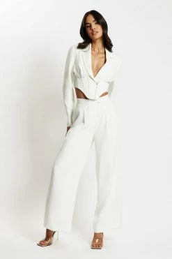 WNT Gloria Cropped Corset Blazer - White Two Piece Sets 10 WNT Gloria Cropped Corset Blazer - White Two Piece Sets