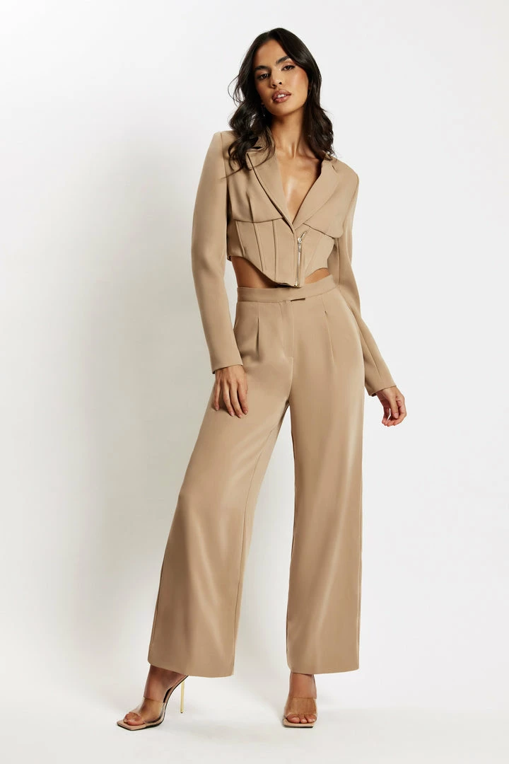 WNT Gloria Wide Leg Trouser - Taupe Two Piece Sets 2 WNT Gloria Wide Leg Trouser - Taupe Two Piece Sets