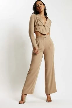 WNT Gloria Wide Leg Trouser - Taupe Two Piece Sets 12 WNT Gloria Wide Leg Trouser - Taupe Two Piece Sets