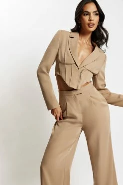 WNT Gloria Wide Leg Trouser - Taupe Two Piece Sets 14 WNT Gloria Wide Leg Trouser - Taupe Two Piece Sets