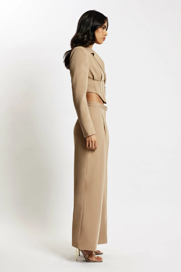WNT Gloria Wide Leg Trouser - Taupe Two Piece Sets 5 WNT Gloria Wide Leg Trouser - Taupe Two Piece Sets