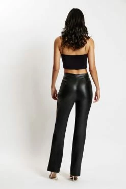 WNT All Bottoms Alexa Cut Out Side Faux Leather Pant - Black