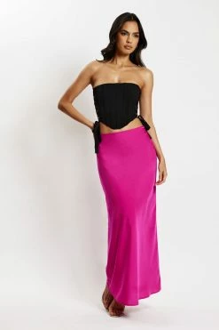 WNT Missy Maxi Satin Skirt - Fuchsia
