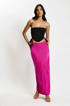 WNT Missy Maxi Satin Skirt - Fuchsia