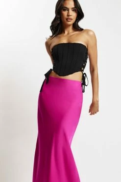 WNT Missy Maxi Satin Skirt - Fuchsia