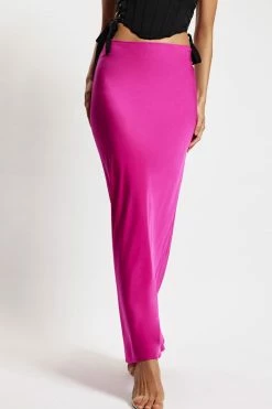 WNT Missy Maxi Satin Skirt - Fuchsia