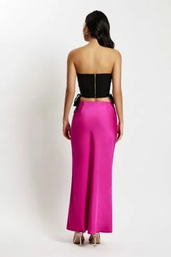 WNT Missy Maxi Satin Skirt - Fuchsia