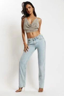 EMS All Bottoms Sonya Low Rise Denim Jeans - Light Blue
