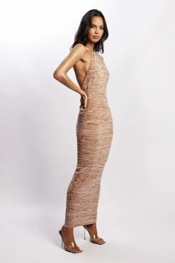 EMS DRESSES Fleur Halter Midi Dress - Brown Space Dye 11 EMS DRESSES Fleur Halter Midi Dress - Brown Space Dye