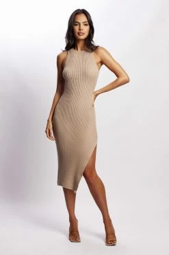 SOP DRESSES Sienna Knit Midi Dress - Taupe