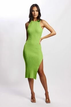 SOP Sienna Knit Midi Dress - Lime Green DRESSES