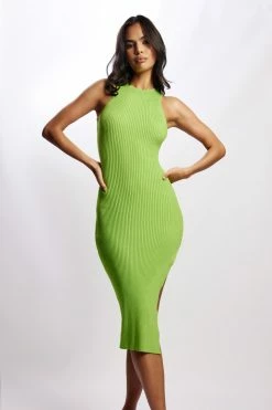 SOP Sienna Knit Midi Dress - Lime Green DRESSES