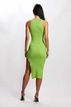 SOP Sienna Knit Midi Dress - Lime Green DRESSES